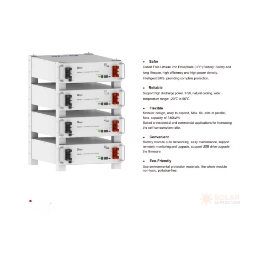 Deye Battery Lithium Ion Low Voltage 5.32Kwh 51.2V 104Ah - Image 2