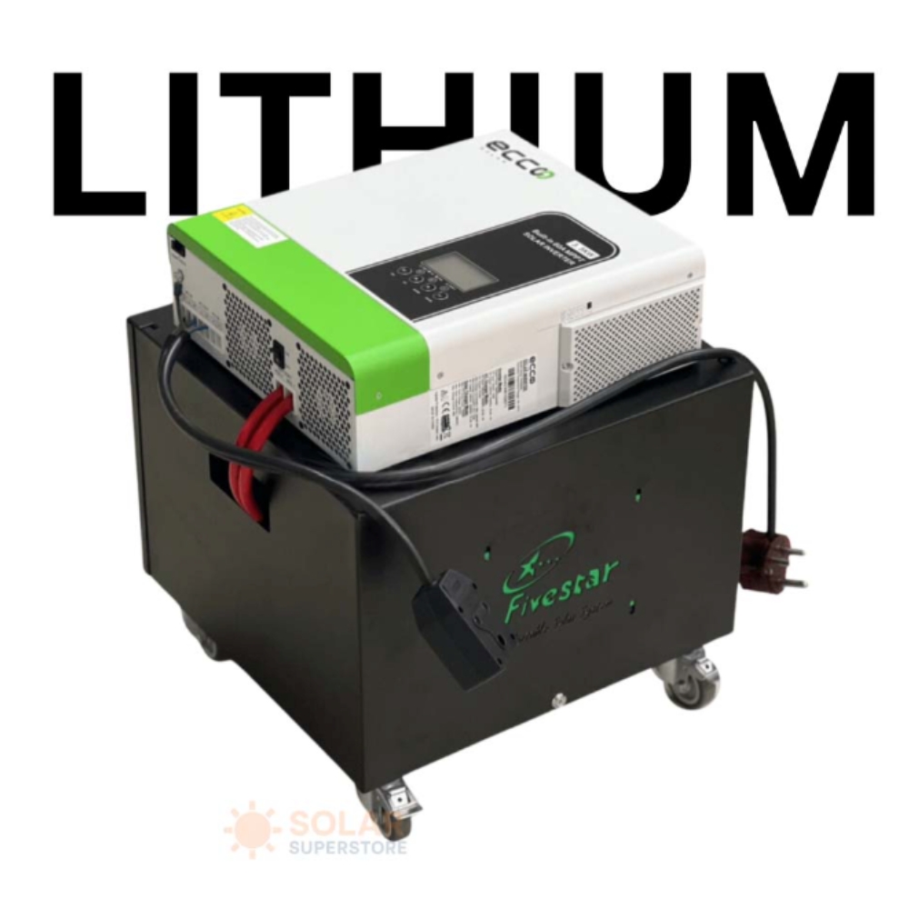 Ecco 3500VA / 3500W Solar Ready 100A MPPT Hybrid Inverter Trolley 2.56Kwh Lithium Battery